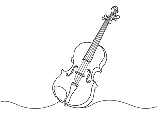 Obraz premium Elegant single line drawing of a violin on a white background