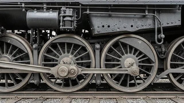 Steam train moving along railway tracks