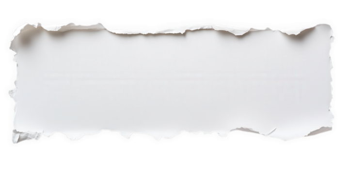 Torn paper strip isolated on transparent background with rough edges