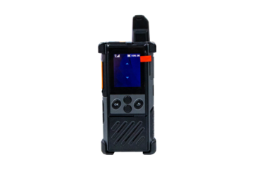 Walkie talkie radio black gadget portable isolated on cut out PNG or transparent background. Receiving-transmitting device designed. Short-range wireless equipment communication technology.