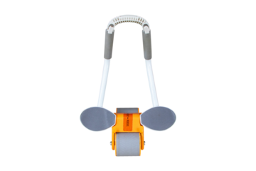 Abdominal wheel or Exercise wheel roller isolated on cutout PNG or transparent background. Home fitness wheel. Indoor exercise sports equipment for strengthening abdominal muscles.