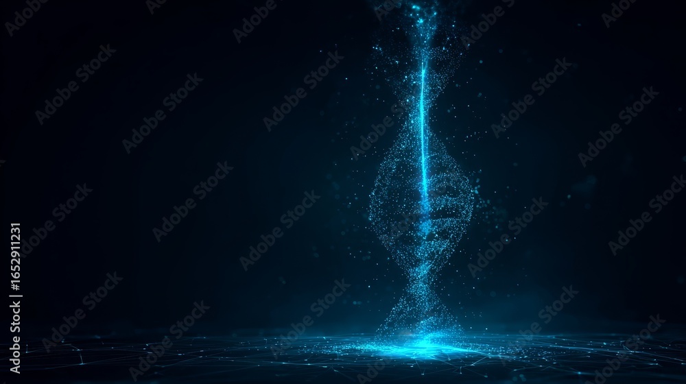 Poster futuristic digital cyberspace visualization with glowing quantum particles and interconnected lines 