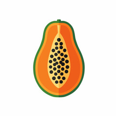 Fresh Papaya Fruit Cut in Half with Seeds Isolated on White Background Vector