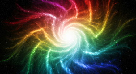 Fototapeta premium Radiant Rainbow Nebula Spiraling Inward in High Detail Symbolizing Higher Consciousness Spiritual Awakening Christianity Mystical JPG