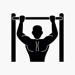 Naklejka premium Pull Up Fitness Muscle Strength Gym Workout Icon Vector Illustration