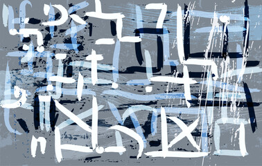 abstract grunge background, illustration with paint strokes and splashes, on blue grey