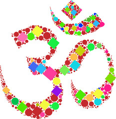 Om Ohm Symbol Mosaic Colorful Yoga Meditation Mantra