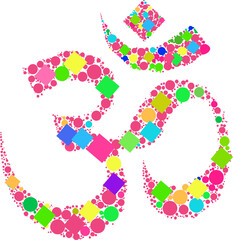Om Ohm Symbol Mosaic Colorful Yoga Meditation Mantra