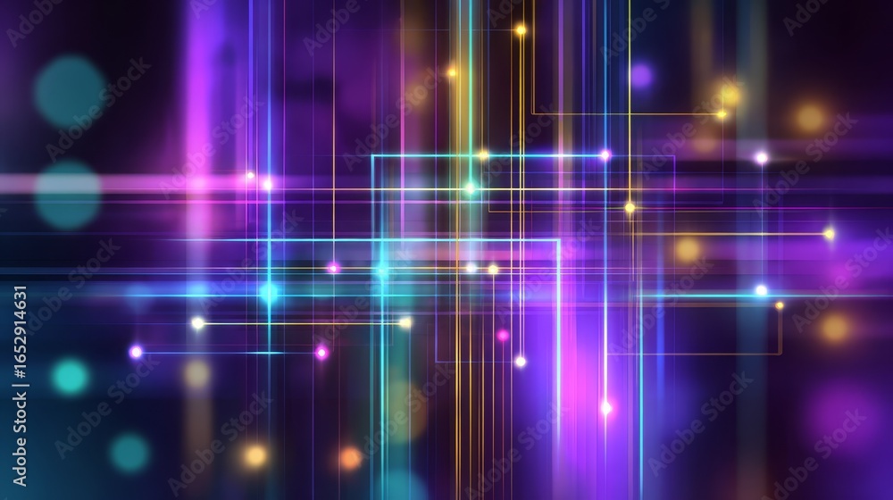 Poster vibrant abstract background featuring a mesmerizing display of colorful lights and glowing bokeh eff