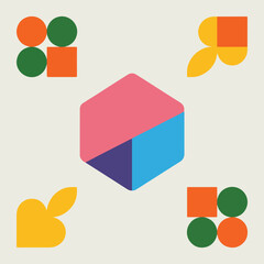 Abstract Geometric Shapes Vector Set | Colorful Modern Minimal Design