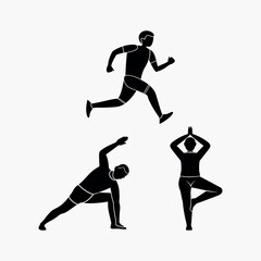 Fitness Yoga Running Exercise Stretch Wellness Icon Vector Illustration