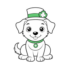 a puppy wearing a tiny leprechaun hat coloring page