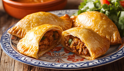 Empanadas with meat on the plate