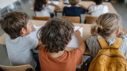 Diverse group of students learning in classroom engaging environment multicultural experience