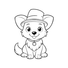 a puppy wearing a tiny leprechaun hat coloring page