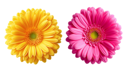 Daisy flower purple ,red,yellow,white, pink,violet, Lavender and  peach collection on transparent background.