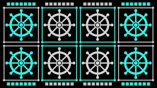 Decorative video with rotating 3d dharmachakra symbol (wheel of dharma)