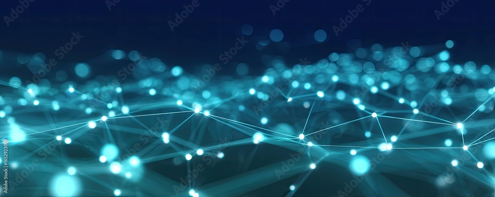 Poster blue abstract digital background with glowing connections in a dynamic technology visual design