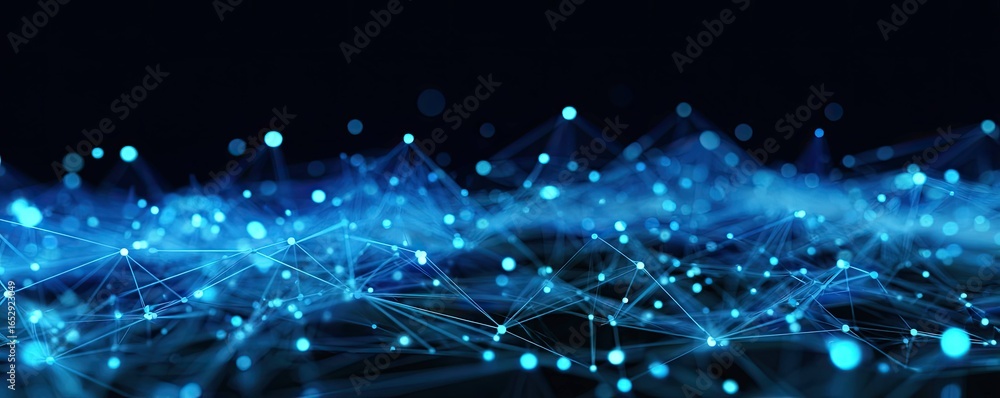 Poster abstract blue digital background with glowing connections virtual environment high-tech visualizatio
