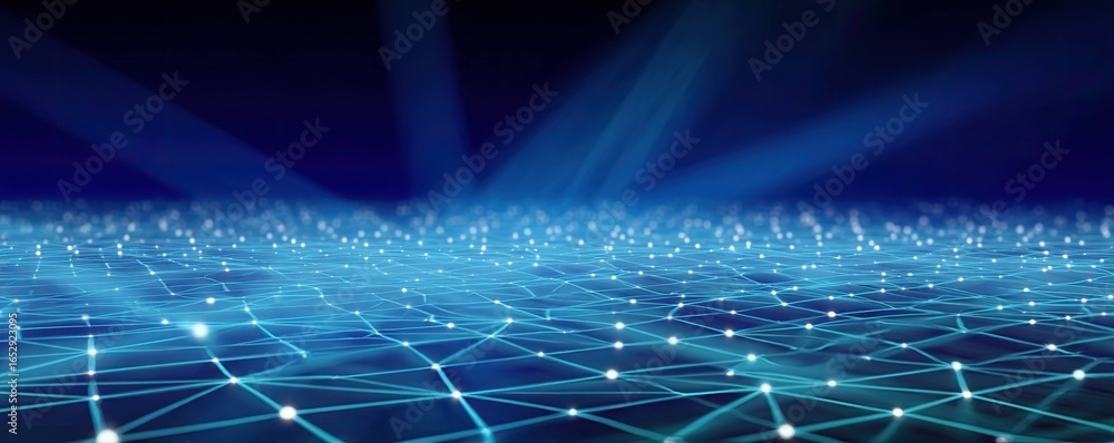 Poster dynamic abstract blue digital background with glowing connections for modern technology environments