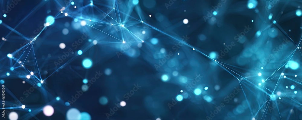 Poster dynamic abstract blue digital network background with glowing edges technology art visual depth