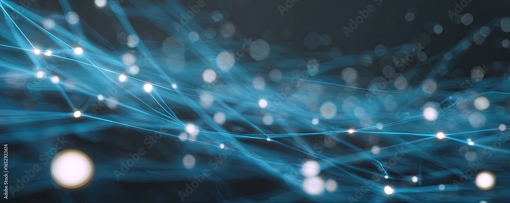 Poster dynamic abstract blue digital network background with glowing artscale for tech innovation