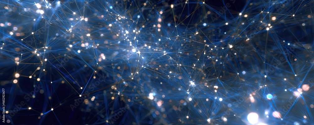 Aufkleber dynamic abstract blue digital network background with glowing lights in a modern tech environment