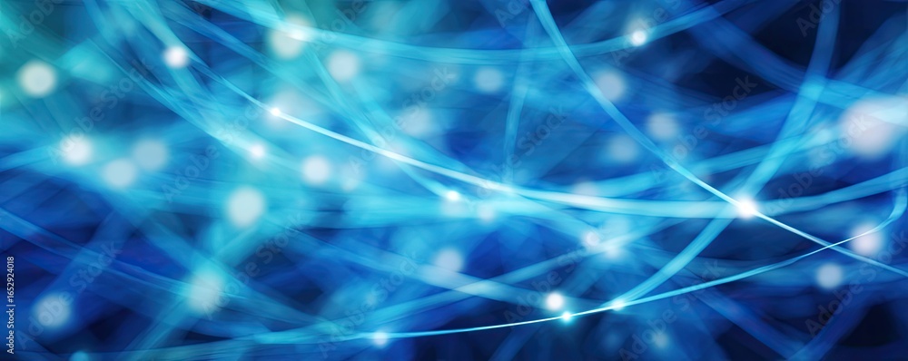 Aufkleber abstract blue digital network background with glowing artscale in tech environment