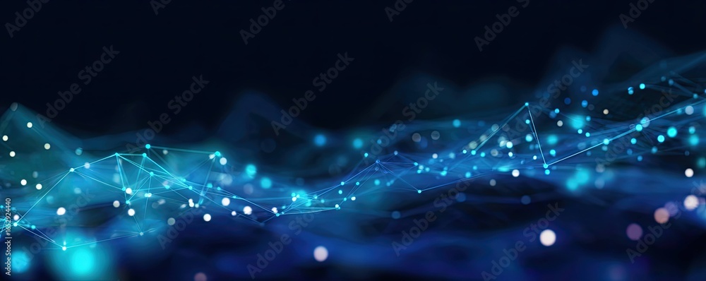Aufkleber digital connection waves abstract blue background graphic art virtual environment futuristic perspec