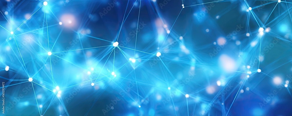 Poster dynamic abstract blue digital network background with glowing artscale for technology and innovation