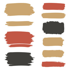 Abstract Brush Stroke Collection in Earth Tones and Red Shades silhouette