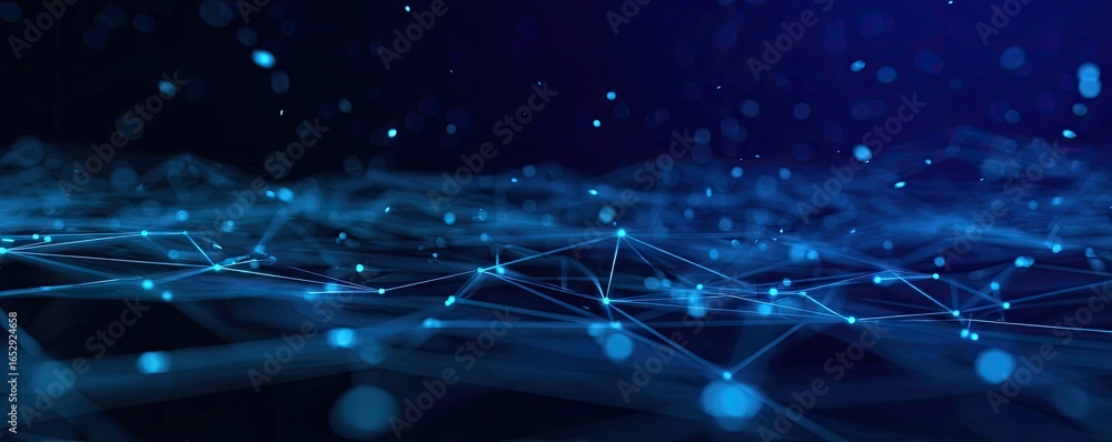 Poster dynamic abstract blue digital background with glowing connections in technology environment