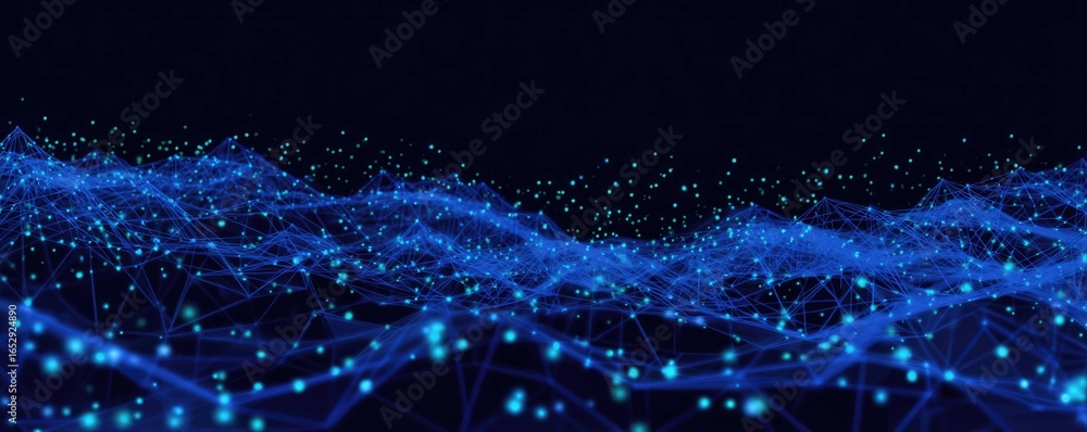 Poster dynamic abstract blue digital background with glowing connections technology concept visual design