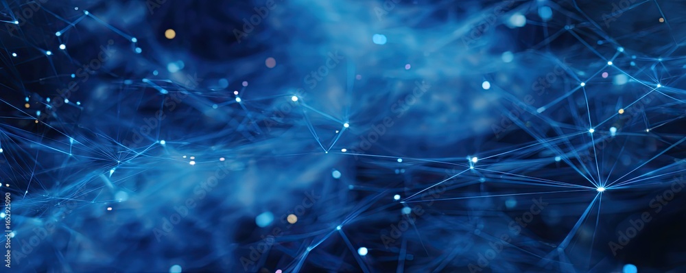 Poster dynamic abstract blue digital network art modern technology visualization futuristic environment dig