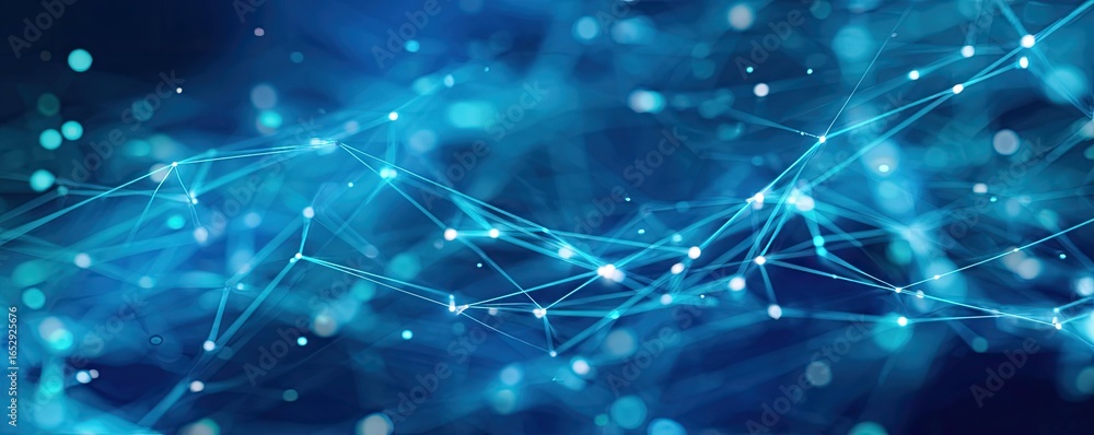 Poster dynamic abstract blue digital network background art scale illuminated data flow technology conceptu