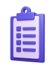 Obraz premium 3D Clipboard Checklist Icon for Task Management and Organization 3d clay style, png isolated on transparent background