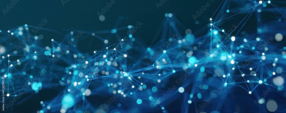 Poster dynamic blue digital network background abstract art technology virtual environment digital perspect