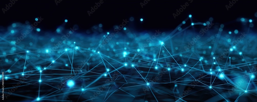 Poster dynamic digital connections virtual space abstract art cyber environment close-up view innovation co