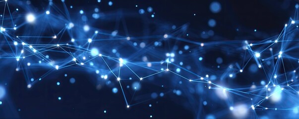 Obraz premium High-Tech Perspective on Dynamic Blue Digital Network Visualization in Futuristic Abstract Art