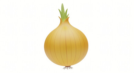 Golden Onion Isolated on White Background, Food Illustration