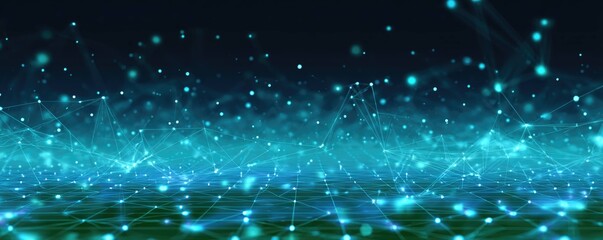 Glowing Abstract Blue Digital Background Illustration Virtual Environment Modern Technology Concept