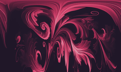 Crimson Swirls: Abstract Art Digital Print - Rich, Deep Red Floral Design