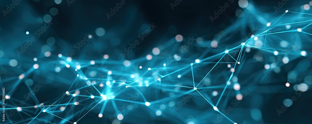 Poster dynamic abstract blue digital network background with glowing artscale in technology environment