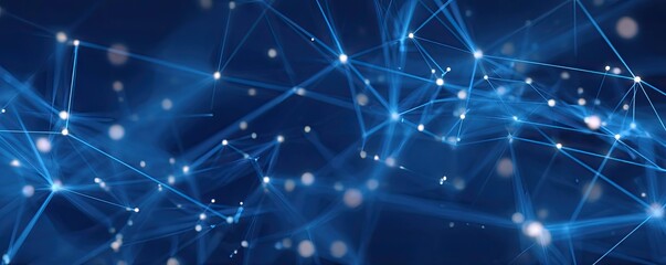 Fototapeta premium Creative Digital Art Abstract Blue Network with Glowing Artscale Technology Elements