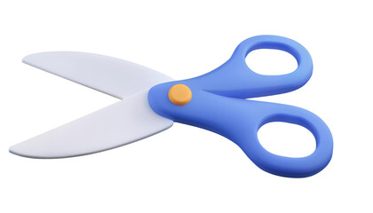 3D Render of Blue Scissors Isolated on Black Background 3d clay style, png isolated on transparent background