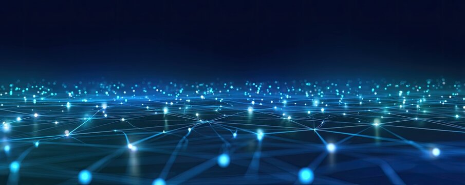 Digital Connections in Abstract Blue Background Technology Modern Digital Art Futuristic Concept