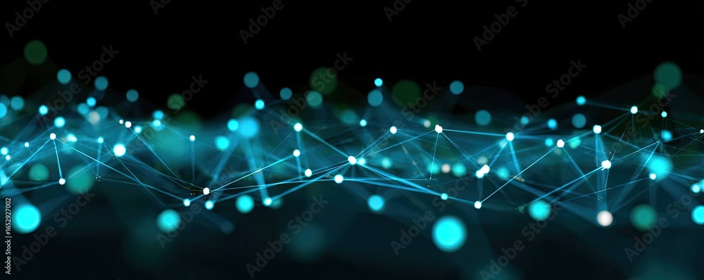 Aufkleber dynamic blue digital network visualization abstract concept technology dark background artistic pers