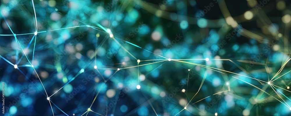 Poster dynamic abstract blue digital network background with glowing artscale for tech concepts