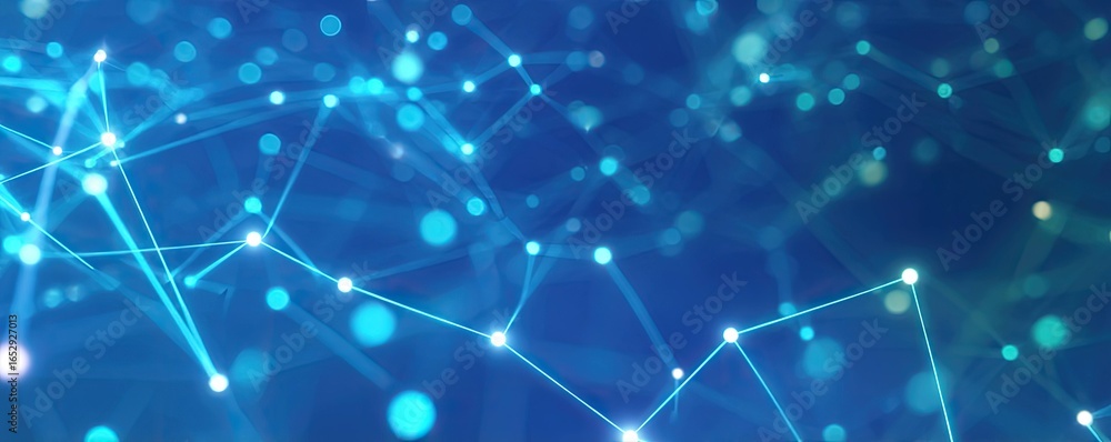 Aufkleber dynamic abstract blue digital network background with glowing artscale elements high-tech visualizat