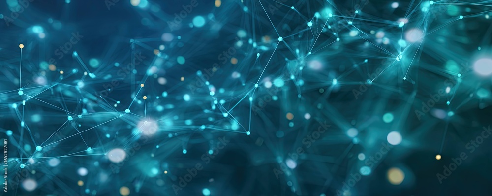 Poster dynamic abstract blue digital network background with glowing art elements visual art tech environme